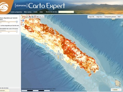 Superposez les couches pour mieux comprendre les problématiques environnementales. Ici on peut relier la notion de sensibilité à l'érosion à l'activité minière